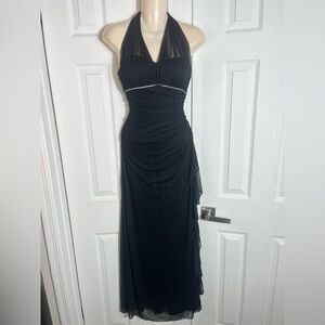 Betsy & Adam Black Maxi Dress with Sheer Accents